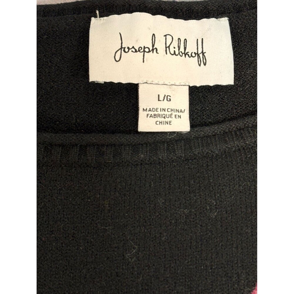 Joseph Ribkoff Black Embroidered Swirl Holiday Festive Cozy Comfy Sweater L - Picture 5 of 8